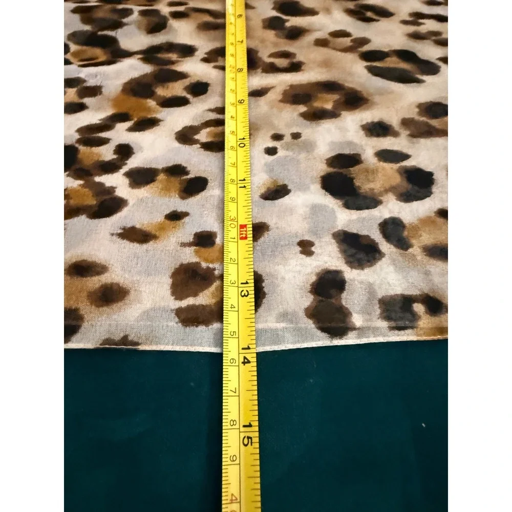 Vibrant Floral Print Scarf Sheer Lightweight Leopard‎ Accent